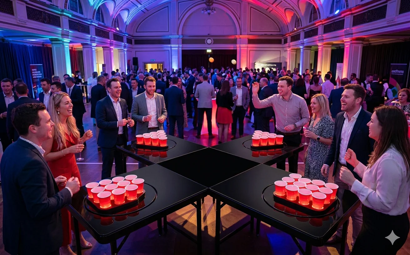 4-player spinning beer pong table for team battles