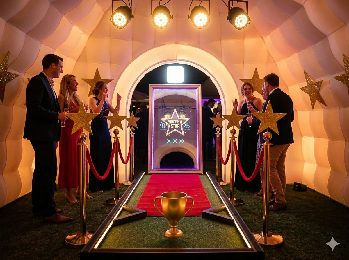Hall of Fame finale hole with red carpet walkway leading to Magic Mirror